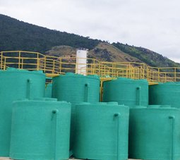 Tanques verdes da ETE anaeróbia